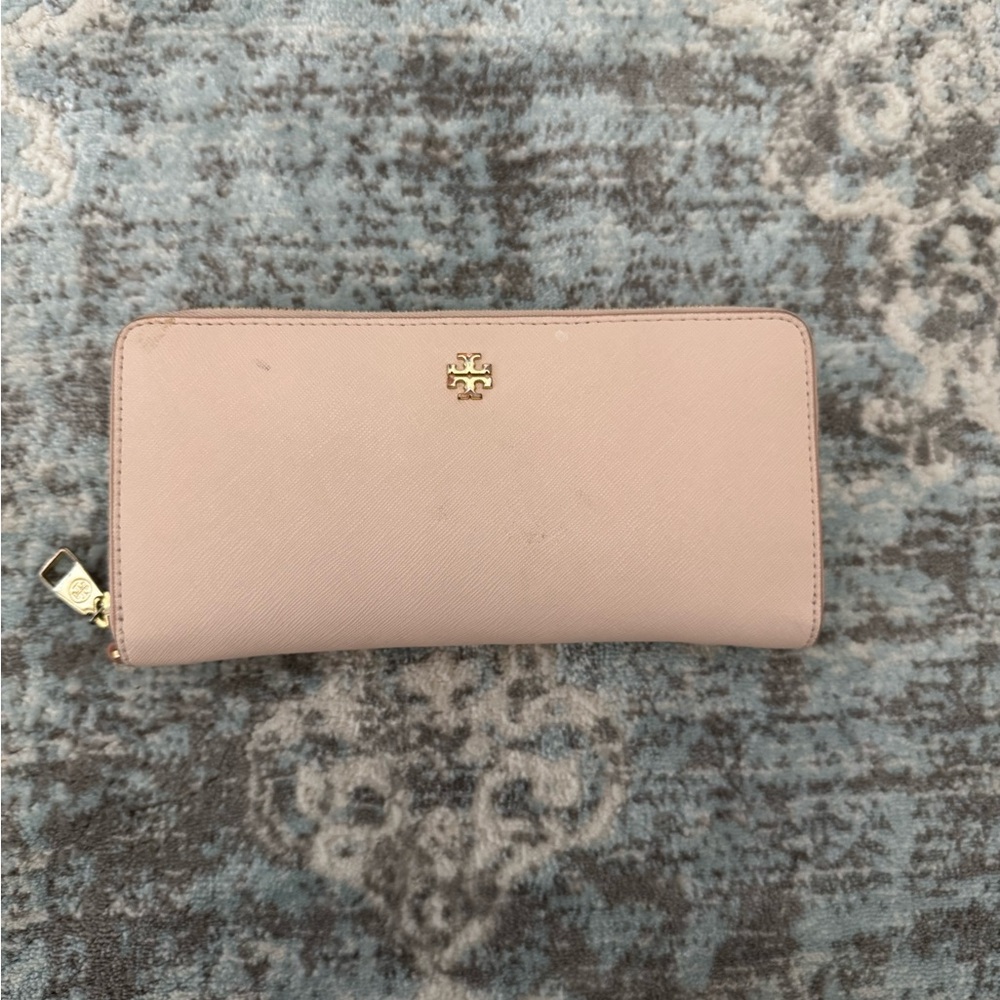 Tory Burch Robinson Blush Pink Zip Wallet